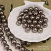 Cuentas de vidrio de imitación de perlas Swarovski de alta gama en tonos marrones con agujeros rectos para accesorios de collares hechos a mano DIY productos semiacabados