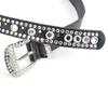 Cinturón Blanco de Piel Sintética Tachonado con Pedrería para Mujer, Decorado con Pedrería, Adecuado para Jeans, Cinturón Ancho con un Estilo Único
