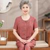 Roupas de verão de algodão e seda para mulheres de meia-idade e idosas, camiseta de manga curta para mães de 60 a 70 anos, roupas de avó de 80 anos para esposa idosa