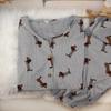 Novo Conjunto de Pijama Feminino Fio de Seda Gelada Primavera e Outono Calças Soltas de Manga Longa Roupas de Casa Fofas de Cachorrinho Atacado