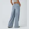 En Stock Envío Rápido Aliexpress Amazon Transfronterizo Nuevos Jeans para Mujer Asimétricos de Tiro Bajo Botón Cremallera Al por Mayor