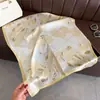Lenço de Rosa Quadrado Feminino 70cm Lenço Xale Protetor Solar Elegante Versátil Lenço de Seda Sintética Primavera e Verão Novo