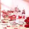 Adorno Colgante de Madera para Coche de San Valentín Rosa Suministros para Fiesta Festiva para Amante y Esposa Decoraciones Hechas a Mano