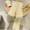 610# Primavera e Outono Plissado Cintura Alta Calça Casual Feminina Solta Preguiçosa Drape Esportes Slim Perna Larga Tubo Reto