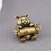 Panda de tubo de bambú grande de latón puro, panda tesoro nacional, regalo cultural y creativo vintage, mascota de té decorativa para escritorio, adorno de cobre artesanal