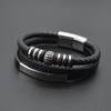 Marcação Europeu e Americano aço inoxidável pulseira de corda de couro personalidade masculino microfibra tecido pulseira de couro masculino pulseira jóias