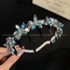 Diadema Rosa de Cristal de Lujo Ligero Estilo Coreano 2026 Nuevo Diseño de Marca Pequeña Diadema Full Diamante con Dientes Pinza Antideslizante para Mujeres