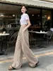 Pantalones Largos del Sudeste Asiático con Rayas Verticales, Pantalones Cómodos y No Transparentes de Pierna Ancha para Mujer, Pantalones de Algodón Burbuja de Cintura Alta para Primavera y Verano, No Requieren Planchado