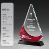 Trofeo de Cristal Hecho a Medida Reunión Anual de la Empresa Premio al Empleado Destacado Producción Grabado Gratuito Medalla de Oro Regalo de Conferencia