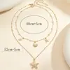 Collar de Playa de Verano con Conchas, Estrellas de Mar y Perlas, Cadena para Clavícula de Múltiples Capas de Gama Alta de Nicho, Joyería Transfronteriza Europea y Americana