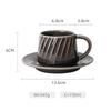 Taza y Platillo de Café con Relieve Roscado, Taza de Café Minimalista Nórdica Pequeña para Latte Art 150ml Set de Té de la Tarde Taza de Espresso