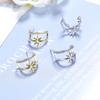 Brincos Stud Feminino estilo coreano Single-sided Diamond Dupla camada Letra U-shaped Gone Star elegante Ear Jewelry Stud Brincos