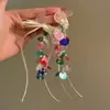 Pendientes de Borla de Flor de Tela del Jardín de Monet Temperamento Súper Hada Más Fáciles de Combinar Pendientes Moda de Nicho Pendientes de Alta Gama para Mujer