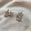Aretes de Clip Estilo Dulce y Fresco con Estrella de Diamantes Completos, Elegantes, Lujo Ligero, Exquisitos, Simples, Pendientes de Gama Alta, Pendientes de Diseño de Moda