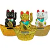 Pequeño Adorno para Coche de Gato de la Suerte Dorado con Lingote Solar, Gato de la Fortuna Personalizado para Interiores de Coche para Atraer Riqueza