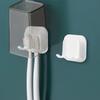 Estante de almacenamiento para cepillos de dientes estilo japonés Montado en la pared Sin perforaciones Baño Inodoro Soporte para vaso para enjuague bucal Soporte para cepillos de dientes Soporte para vaso para dientes