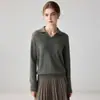 Nueva colección de otoño 100% cachemira pura suéter de cachemira suave para mujer, corte holgado, hombros caídos, cuello en V, jersey casual simple