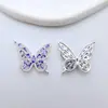 Colgante Hueco de Mariposa Chapado en Oro de Cobre Microincrustado de Circonita Joyería de Color Duradero Accesorios para Collares DIY Cadena de Clavícula Doble Colgante