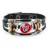 Atacado Direto da Fábrica Pulseira de Couro de Vaca Retrô Estilo Hip Hop Europeu Americano Fecho de Pressão Pulseira de Couro de Vaca Time de Baseball Transfronteiriço MLB