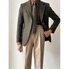 Pantalones casuales de lana de cintura alta para otoño e invierno para hombre, cálidos, rectos, con caída, caballero napolitano, color puro, versátiles, para traje