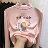 Roupa de baixo feminina com forro de fleece, novo estilo outono e inverno 2026 para crianças, roupa íntima, gola alta, blusa quente de outono para meninas pequenas