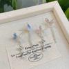 Pendientes Inteligentes Rosa Azul Mariposa Ojo de Gato Aguja de Plata para Mujer Nicho Único Lujo Ligero Asimétrico Borla Diseño con Sentido Pendientes
