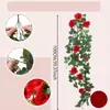Enredadera de rosas artificial para colgar en la pared, enredadera de flores falsas, tubería de agua, tubería de aire acondicionado, planta de enredadera de techo para decoración de sala de estar interior
