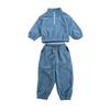 Conjunto de Inverno Coreano Infantil 2025 Nova Roupa Infantil Pulôver com Meio Zíper e Gola Alta para Homens e Mulheres Conjunto de Duas Peças com Forro de Lã para Bebê