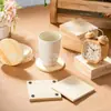 Posavasos de Madera Creativos Sin Terminar para el Hogar Cuadrados Redondos de Madera Maciza para Té Posavasos de Madera para Escritorio Posavasos de Madera para Pintar DIY