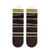 Meias Listradas Color Block Outono e Inverno Novas Meias Femininas Verde Café com Bolinhas e Babados de Renda Versátil Tendência Estilo Japonês Meia de Cano Médio