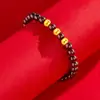 Pulseira de Contas de Transferência de Ouro Puro 999 para Mulheres Pequenas Contas Douradas Granadas Naturais Pulseira DIY Transmissão ao Vivo Presente de Dia das Mães