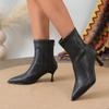 Botines Puntiagudos para Mujer 2025 Otoño e Invierno Nuevos Europeos y Americanos Comercio Exterior Talla Grande Cremallera Trasera Tacón de Aguja Botines Cortos con Peluche Listos para la Venta