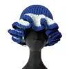 Sombrero de Ganchillo para Mujer con Ala Plisada y Volantes Bloques de Color, Adecuado para Primavera, Otoño e Invierno, Caliente y Transpirable Sombrero de Lana Tejido