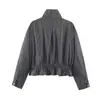 Otoño 2026 Nuevo Estilo Europeo y Americano Moda Femenina Casual Holgado Adelgazante Cordón Cuadros Cuello Alto Chaqueta Top