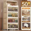 Armario de Almacenamiento sin Instalación, Armario para Ropa de Dormitorio, Estante de Almacenamiento Plegable Simple Multicapa para Hogar, Baño, Cocina