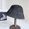 Sombrero de Cubo Rayado Texturizado de Alta Gama para Mujer, Sombrero de Pescador de Mezcla de Lana para Otoño e Invierno, Sombrero de Punto de Moda, Sombrero Cloche Versátil