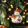 Popular Transfronterizo Acrílico 2D Gorro Navideño Muñeco de Nieve Lindo Colgante de Manualidades Decoración de Árbol de Navidad Colgante de Coche