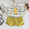 Traje de ropa de verano para niños 2025 Nuevo Bebé Verano Dibujos Animados Corbata Camisa Manga Corta Ropa de Verano para Niño Pequeño Trendy