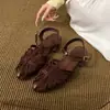 Sandalias romanas planas de punta fina tejidas estilo retro francés Chuyuji para mujer, para uso exterior en verano, diseño de nicho, correas versátiles
