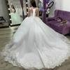 Vestido de Novia Europeo y Americano Comercio Exterior 2026 Nuevo Verano Aplique de Encaje Blanco Vestido de Baile con Cordones para Mujer Vestido de Novia con Cola Larga