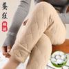 Leggings gruesos de seda para mujer, pantalones de algodón de invierno con forro polar, extra gruesos, de cintura alta, ropa interior, pantalones cálidos, talla grande, pantalones largos rectos