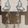 [Mariposa de amor en sueños] Pendientes con borlas y colgante de hada con textura de perla, color crema y azul, ideales para el verano.