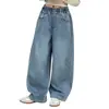 Calças Jeans para Meninas do Ensino Fundamental Primavera 2026 Novo Estilo Calças Largas Infantis para Meninas Calças Super Estilosas Estilo Coreano para Primavera