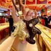 Oro Puro 999 Hazte Rico y Buena Suerte Trébol de Cuatro Hojas Llavero Bolso Colgante para Teléfono Móvil Regalo para Novia y Mejor Amiga Mayoreo