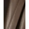 Falda de Cuero PU Color Café Retro Francés de Cintura Alta con Efecto Adelgazante para Mujer 2026 Otoño Nuevo Estilo Falda Elegante de Gama Alta en Línea A