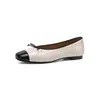 Zapatos de mujer de piel de oveja estilo francés con bloques de color 2026 nuevo modelo zapatos planos Mary Jane con corte bajo y suela blanda zapatos de ballet