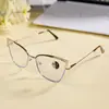 Gafas Metálicas Anti-Luz Azul 2026 Moda Casual Ojo de Gato Parte Superior Plana Estilo Europeo y Americano Se Pueden Montar Lentes para Miopía