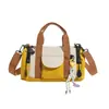 Bolsa tote redonda em bloco de cores estilo macaron coreano para atacado transfronteiriço, bolsa Boston tipo balde, bolsa transversal casual de ombro único para mulheres