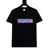 Camiseta de Manga Curta Supreme, Marca de Moda Americana de Peso Pesado, Estampa Clássica de Letras, Gola Redonda Boxy, Caimento Solto, Manga Meia-Manga para Homens e Mulheres