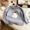 Suéter Pulôver Redondo Estilo Coreano com Desenho para Meninas Suéter Casual Fofo de Tricô para Bebê Menina Outono e Inverno Roupa de Outono